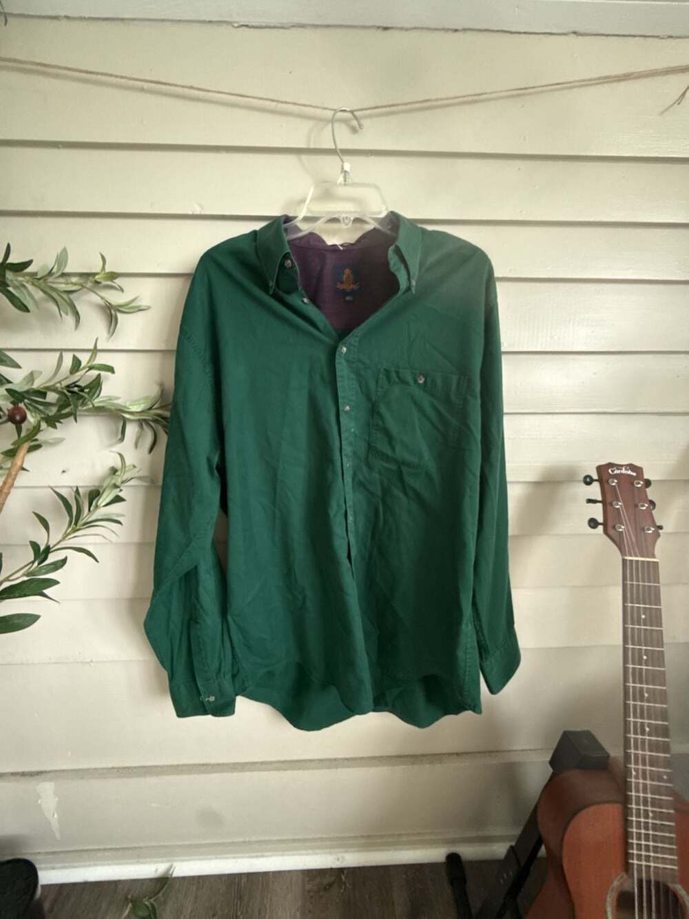 Savile Row Tottenham Twill Long Sleeve Button-Up Shirt, Green, 16 1/2 34-35